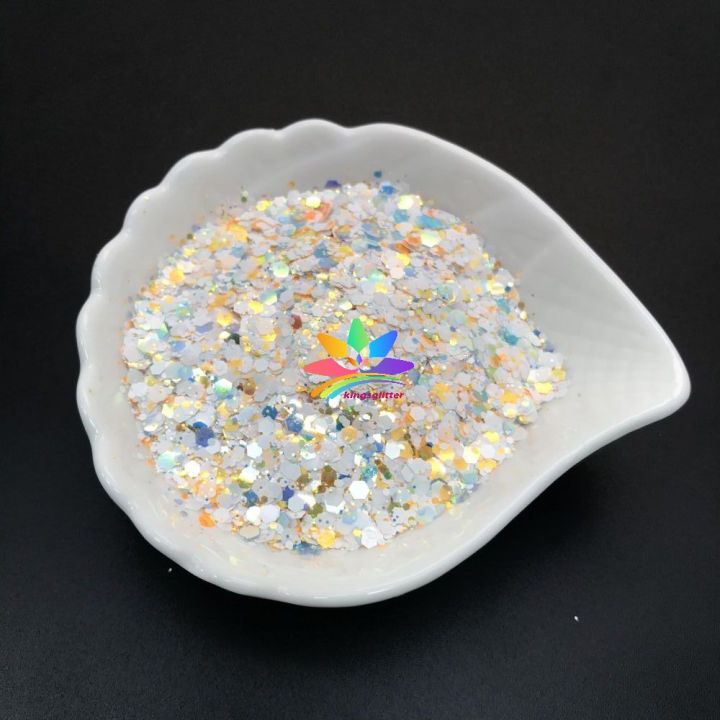 WKT10  new hot-selling chunky mixed white glitter polyester flashing for wall floor Christmas decoration 