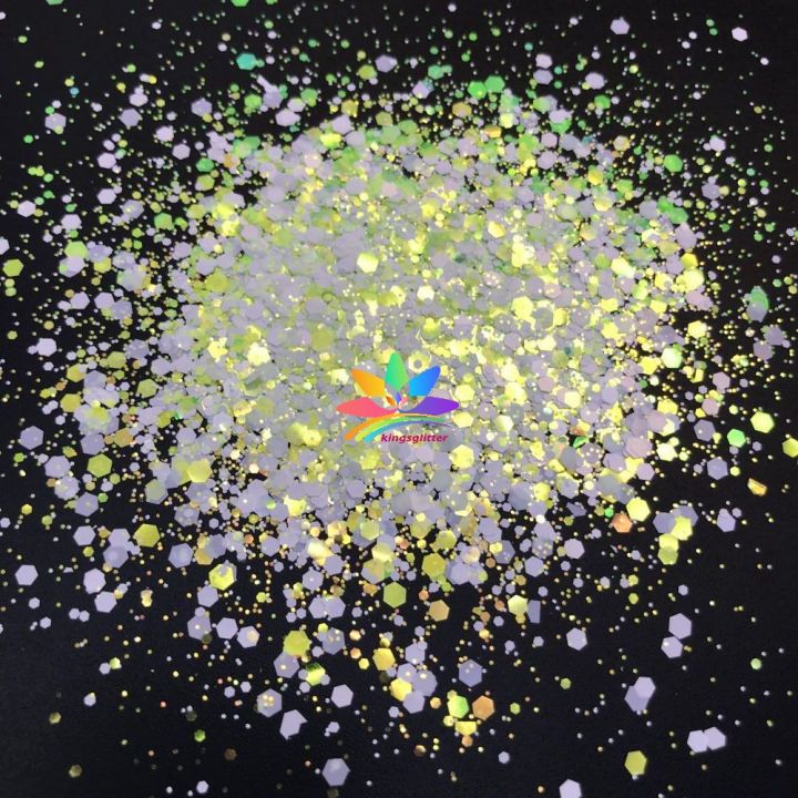 WKT11  new hot-selling chunky mixed white glitter polyester flashing for wall floor Christmas decoration 