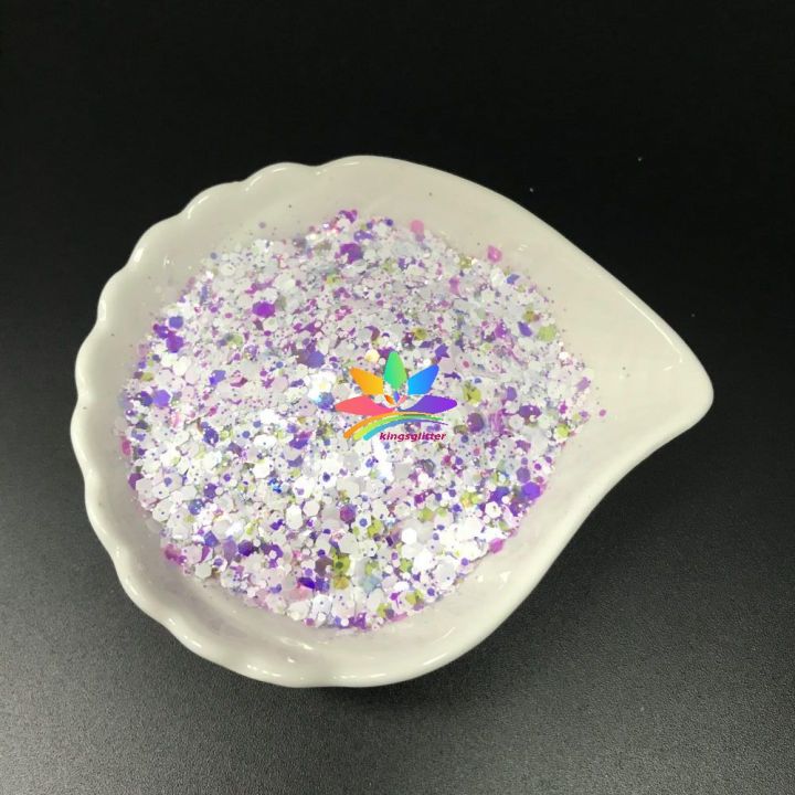 WKT12  new hot-selling chunky mixed white glitter polyester flashing for wall floor Christmas decoration 