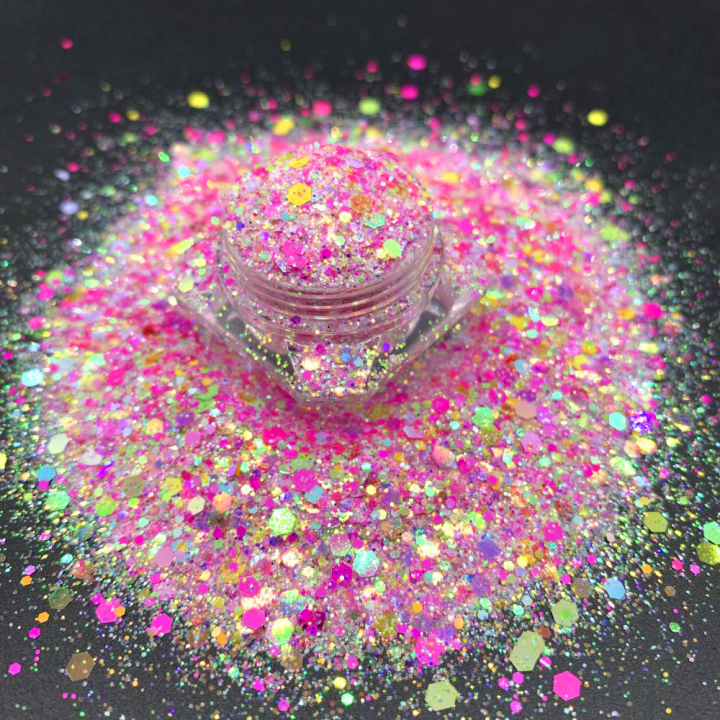 KD002 Wholesale high glitter pearl iridescent mix chunky glitter suitable for resin, tumbler, nails, face and body art
