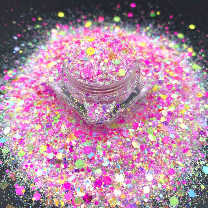 KD002 Wholesale high glitter pearl iridescent mix chunky glitter suitable for resin, tumbler, nails, face and body art