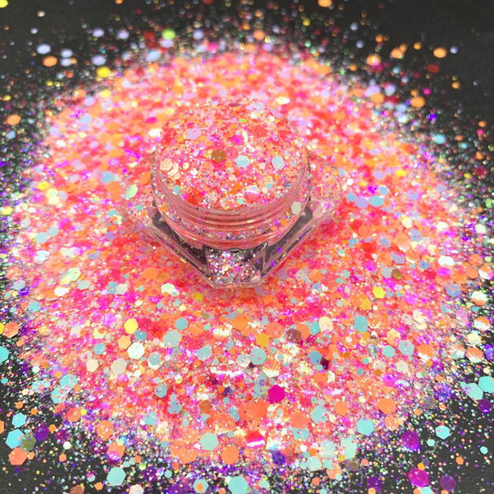 KD004 Wholesale high glitter pearl iridescent mix chunky glitter suitable for resin, tumbler, nails, face and body art