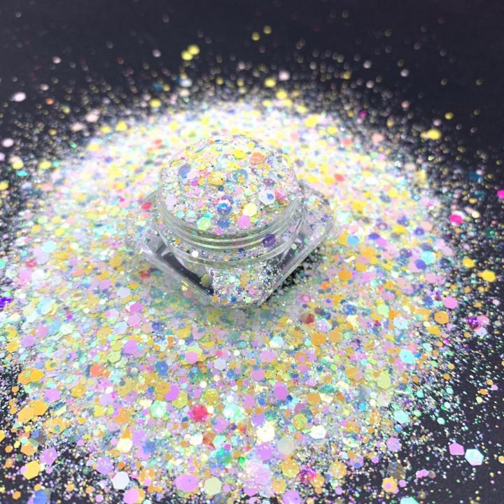 KD009 Wholesale high glitter pearl iridescent mix chunky glitter suitable for resin, tumbler, nails, face and body art