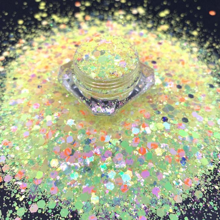 KFD001 Wholesale high glitter pearl iridescent mix chunky glitter suitable for resin, tumbler, nails, face and body art