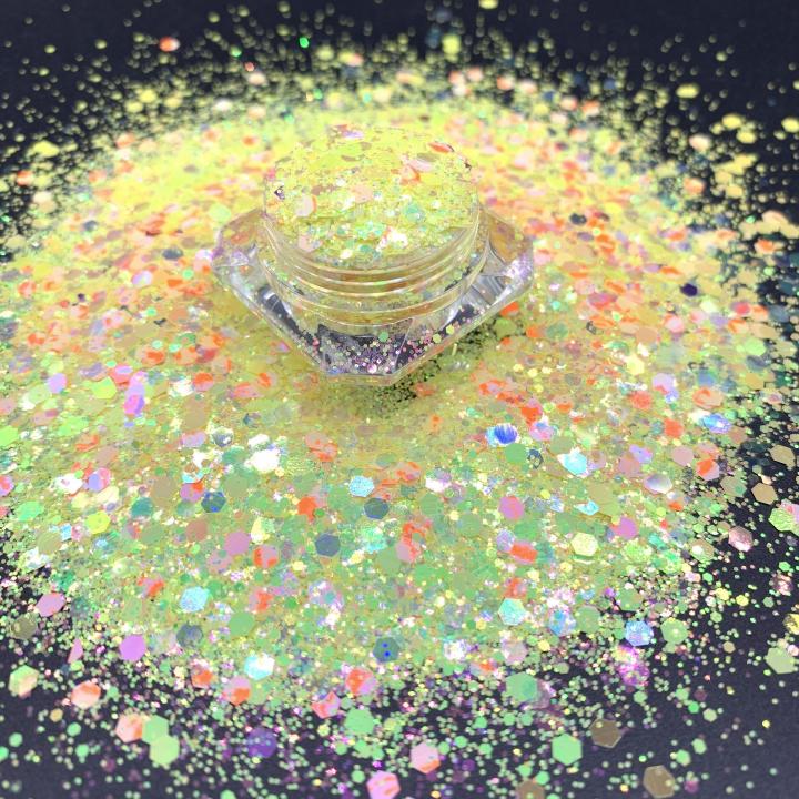 KFD001 Wholesale high glitter pearl iridescent mix chunky glitter suitable for resin, tumbler, nails, face and body art