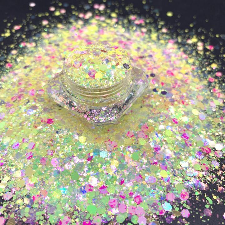 KFD002 Wholesale high glitter pearl iridescent mix chunky glitter suitable for resin, tumbler, nails, face and body art