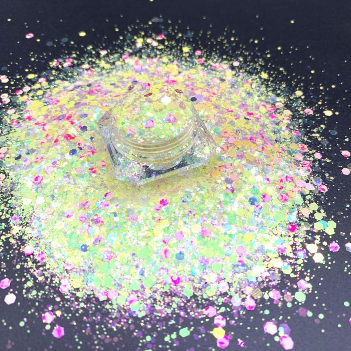 KFD002 Wholesale high glitter pearl iridescent mix chunky glitter suitable for resin, tumbler, nails, face and body art