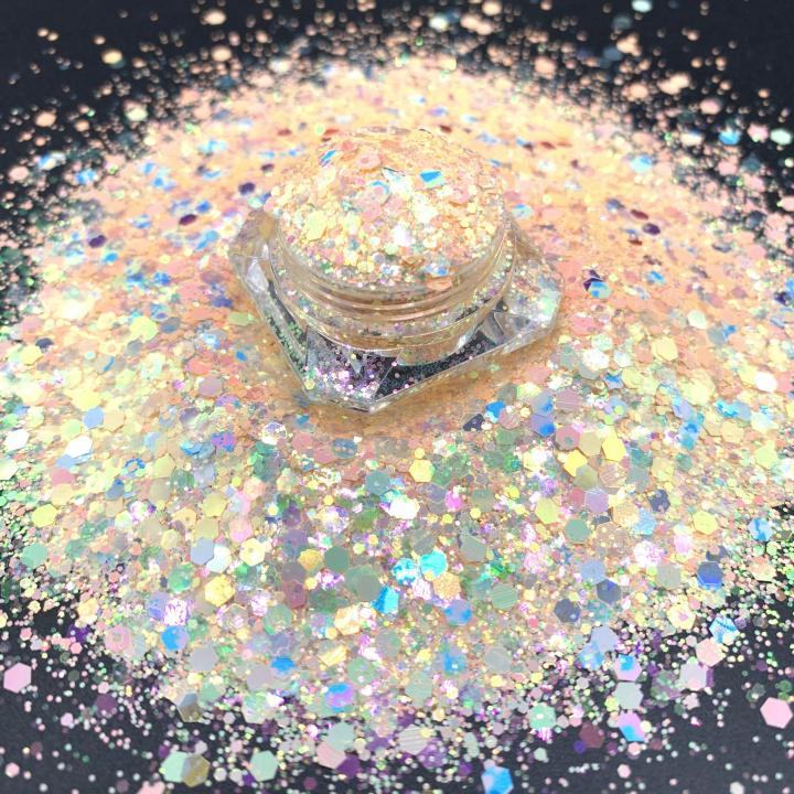 KFD003 Wholesale high glitter pearl iridescent mix chunky glitter suitable for resin, tumbler, nails, face and body art