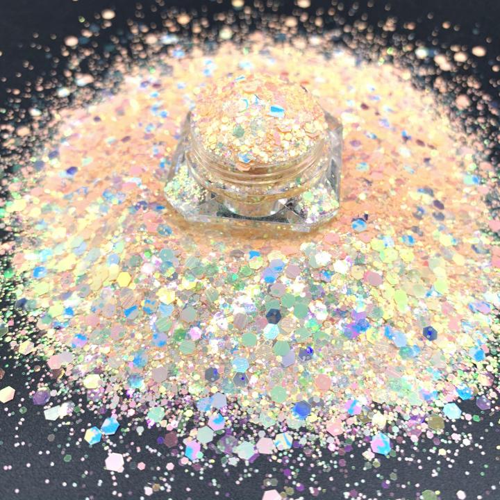 KFD003 Wholesale high glitter pearl iridescent mix chunky glitter suitable for resin, tumbler, nails, face and body art