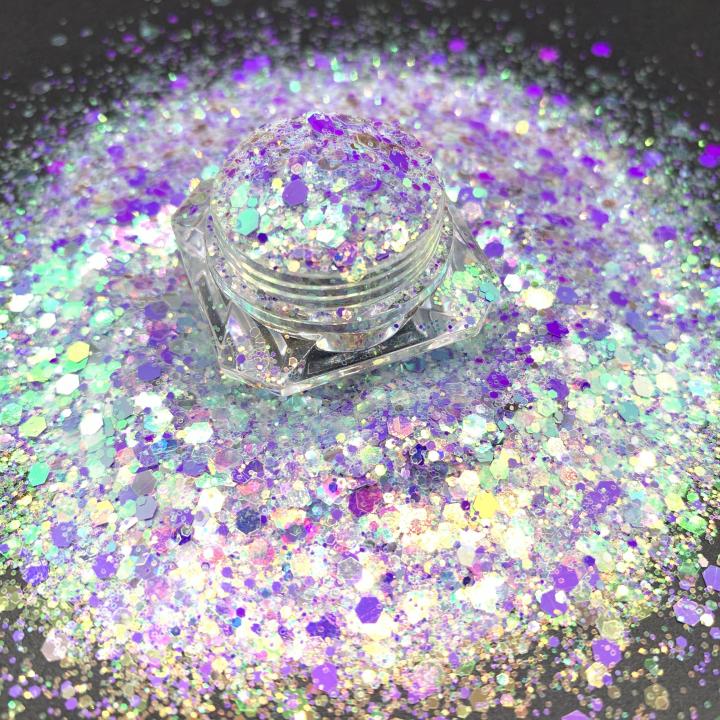 KFD004 Wholesale high glitter pearl iridescent mix chunky glitter suitable for resin, tumbler, nails, face and body art