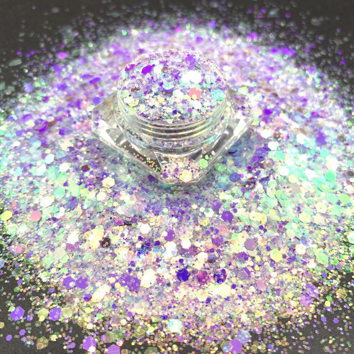 KFD004 Wholesale high glitter pearl iridescent mix chunky glitter suitable for resin, tumbler, nails, face and body art