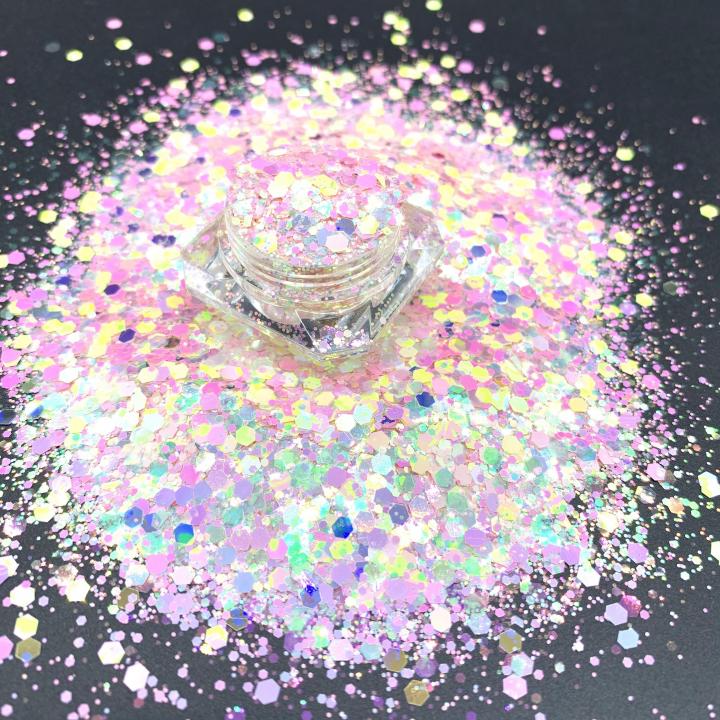 KFD005 Wholesale high glitter pearl iridescent mix chunky glitter suitable for resin, tumbler, nails, face and body art