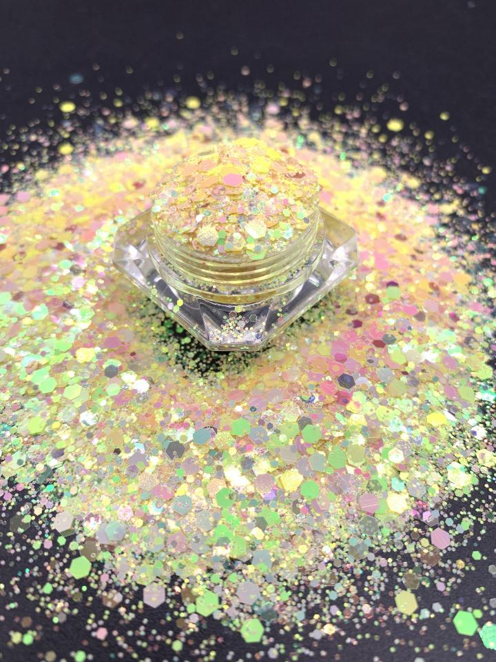 KFD006 Wholesale high glitter pearl iridescent mix chunky glitter suitable for resin, tumbler, nails, face and body art