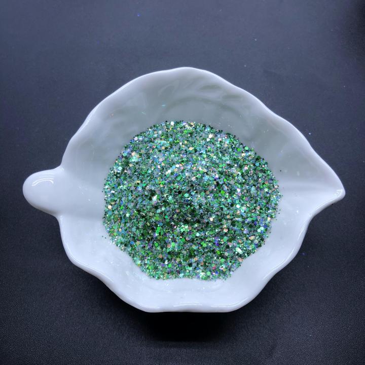 KLC005 1/24 1/64 mixed Customized polyester glitter Holographic chunky Hexagon glitter 