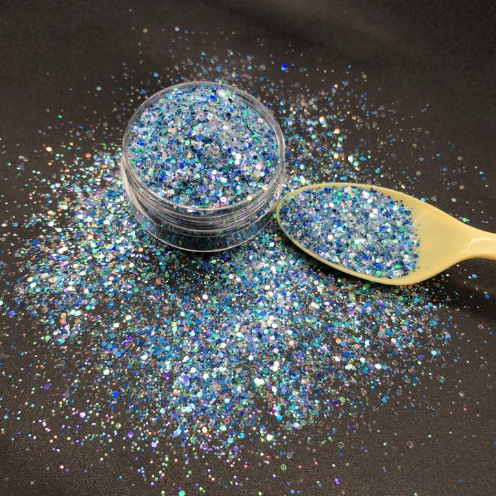 KLC007 1/24 1/64 mixed Customized polyester glitter Holographic chunky Hexagon glitter 