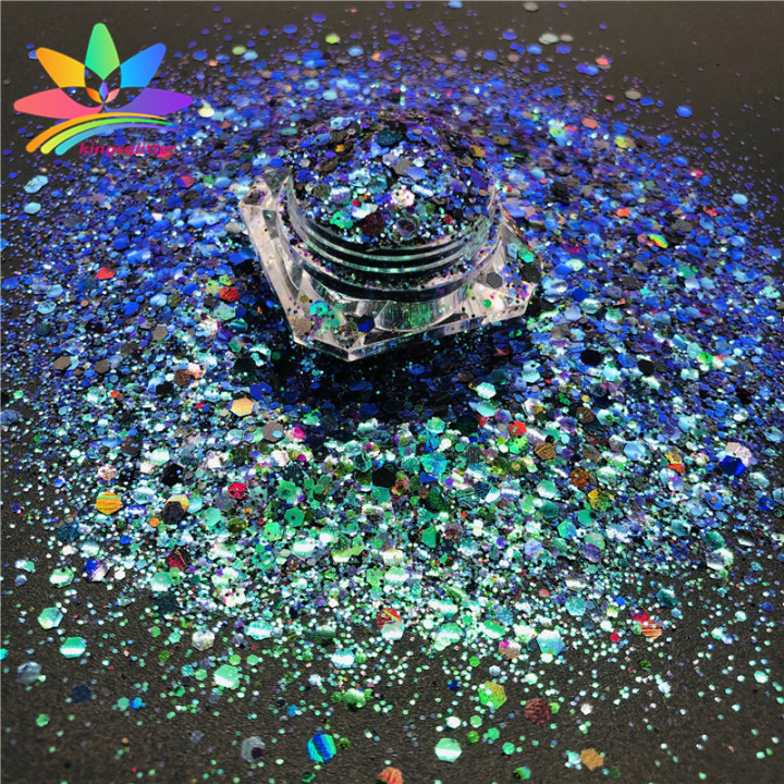 KSL04 2022 Hot Sale Polyester Bulk Iridescent Holographic Glitter Chunky Mixed glitter 
