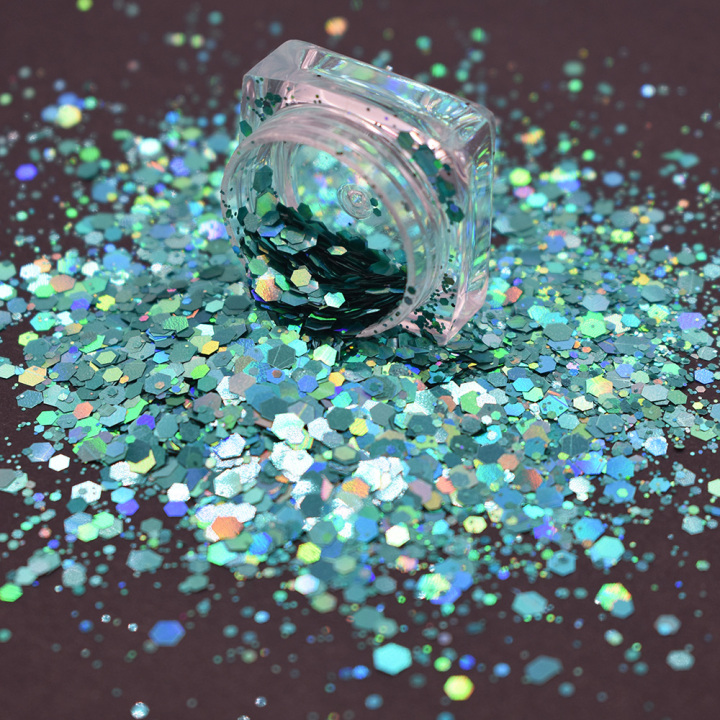 LBC702 1/10'-1/64'  Chunky mix Hexagon Shapes holographic  Glitter