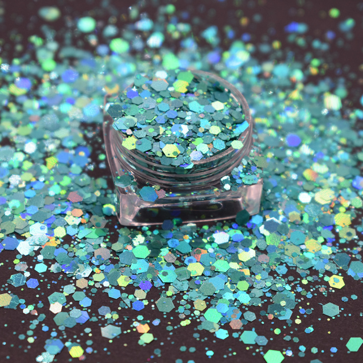 LBC702 1/10'-1/64'  Chunky mix Hexagon Shapes holographic  Glitter