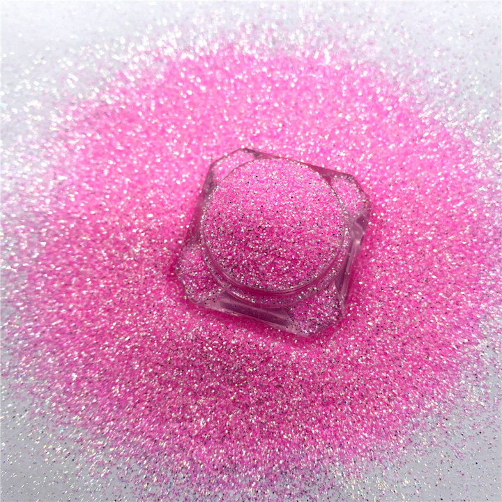 QT08 Hot Sale 1/128(0.2mm)008 High Quality Bulk Polyester Glitter, Mirror Silver + Neon Color Mix