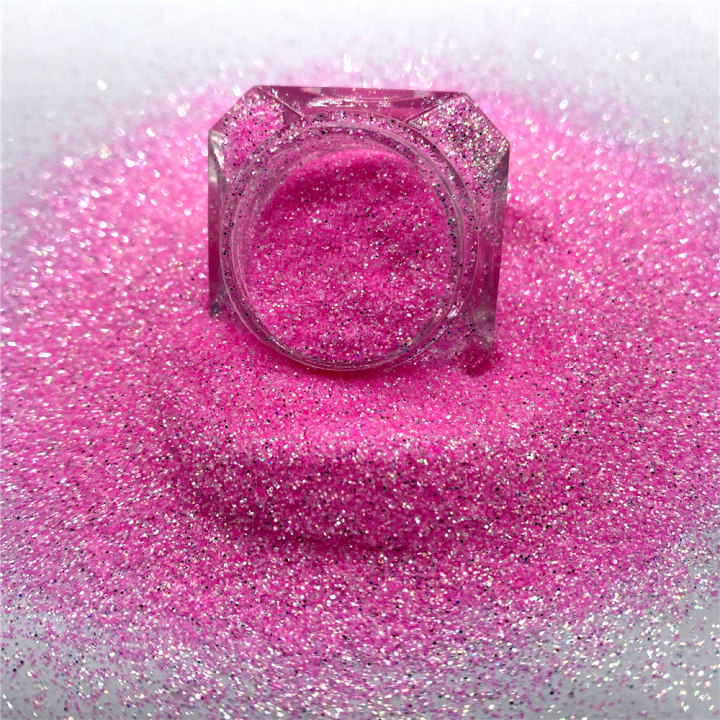 QT08 Hot Sale 1/128(0.2mm)008 High Quality Bulk Polyester Glitter, Mirror Silver + Neon Color Mix