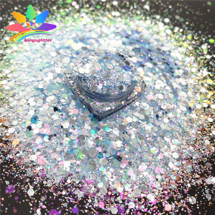 YQH8804 Wholesale Customized Glitter Mirror Silver Mixed Ultra Thin High Gloss Glitter Iridescent Color