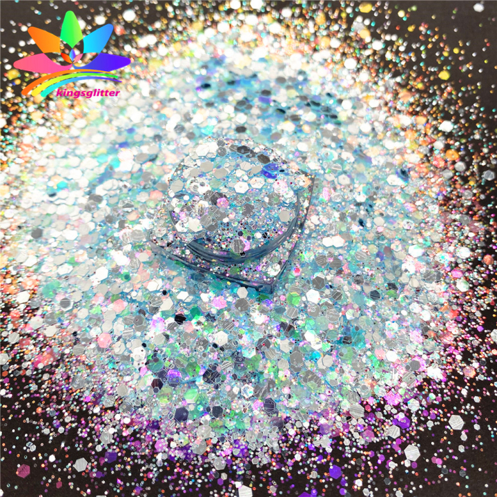 YQH8804 Wholesale Customized Glitter Mirror Silver Mixed Ultra Thin High Gloss Glitter Iridescent Color