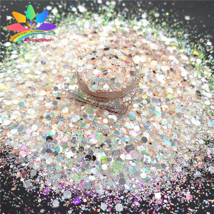 YQH8805 Wholesale Customized Glitter Mirror Silver Mixed Ultra Thin High Gloss Glitter Iridescent Color