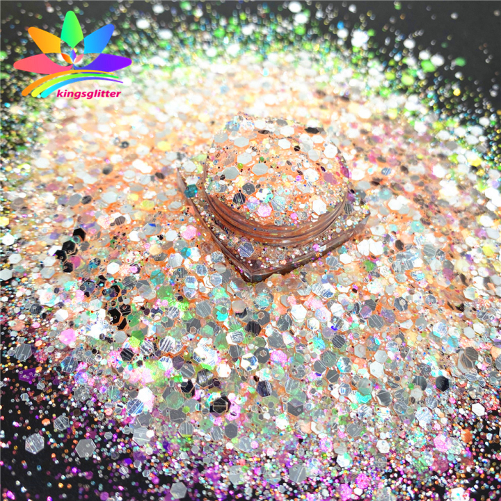 YQH8805 Wholesale Customized Glitter Mirror Silver Mixed Ultra Thin High Gloss Glitter Iridescent Color
