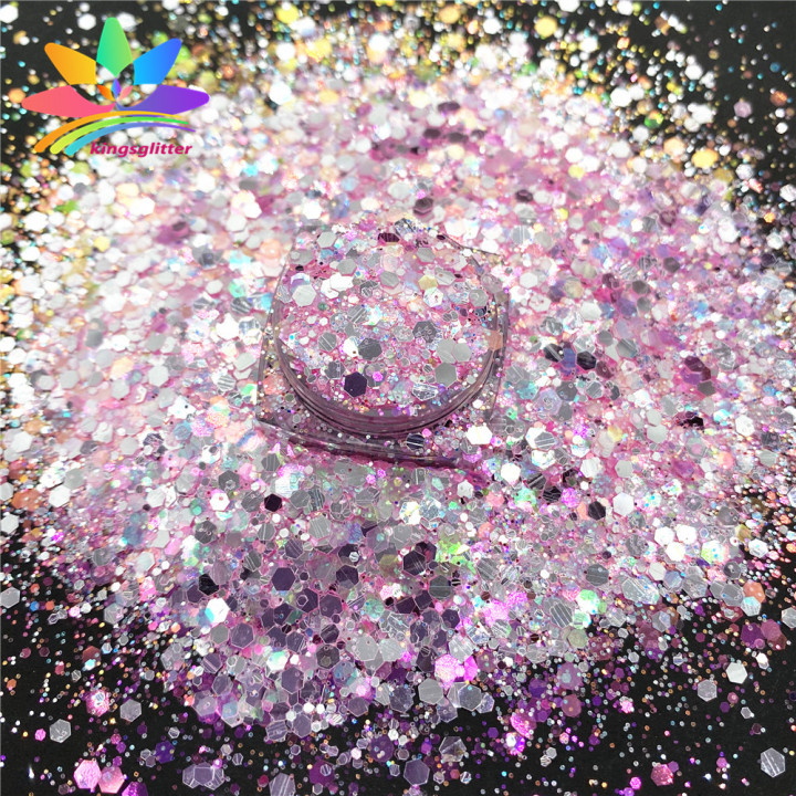 YQH8806 Wholesale Customized Glitter Mirror Silver Mixed Ultra Thin High Gloss Glitter Iridescent Color