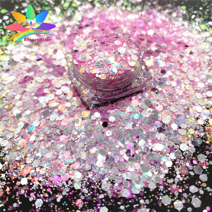 YQH8806 Wholesale Customized Glitter Mirror Silver Mixed Ultra Thin High Gloss Glitter Iridescent Color