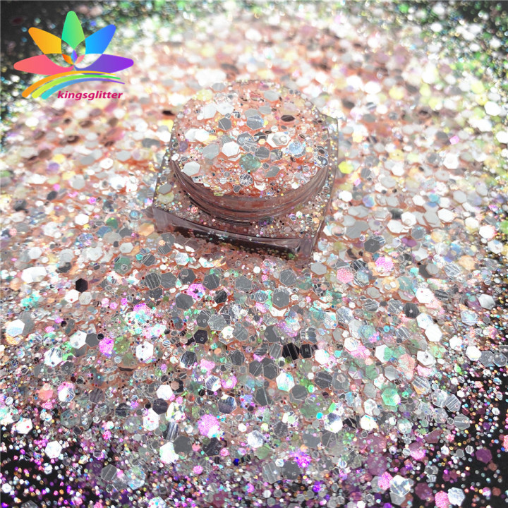 YQH8807 Wholesale Customized Glitter Mirror Silver Mixed Ultra Thin High Gloss Glitter Iridescent Color