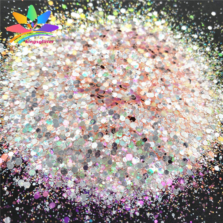 YQH8807 Wholesale Customized Glitter Mirror Silver Mixed Ultra Thin High Gloss Glitter Iridescent Color