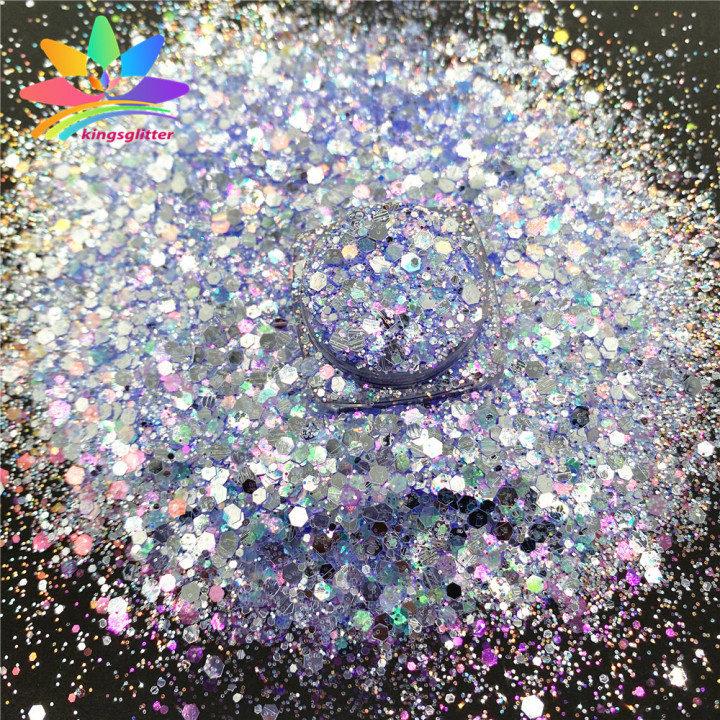 YQH8808 Wholesale Customized Glitter Mirror Silver Mixed Ultra Thin High Gloss Glitter Iridescent Color