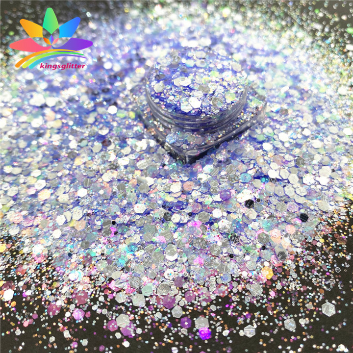 YQH8808 Wholesale Customized Glitter Mirror Silver Mixed Ultra Thin High Gloss Glitter Iridescent Color