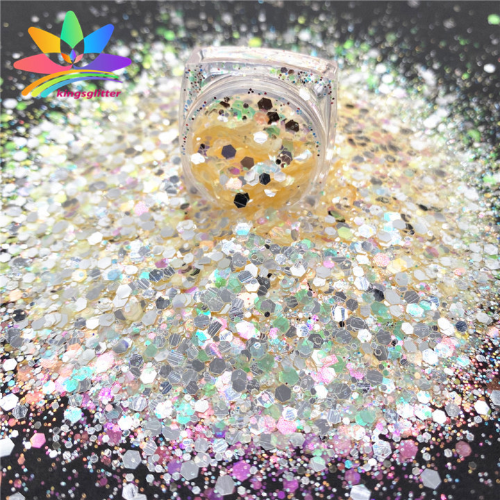 YQH8809 Wholesale Customized Glitter Mirror Silver Mixed Ultra Thin High Gloss Glitter Iridescent Color
