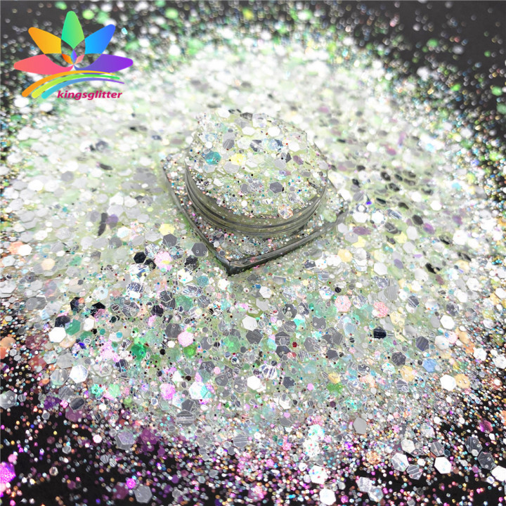 YQH8810 Wholesale Customized Glitter Mirror Silver Mixed Ultra Thin High Gloss Glitter Iridescent Color