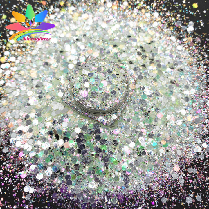 YQH8810 Wholesale Customized Glitter Mirror Silver Mixed Ultra Thin High Gloss Glitter Iridescent Color