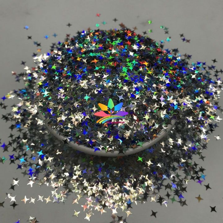 KX101  Four Pointed Star Shapes Laser glitter