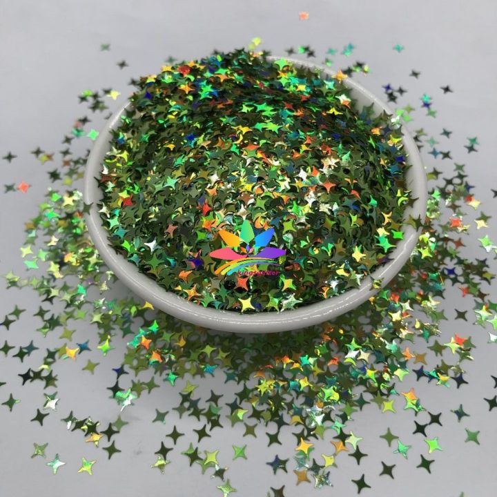 KX601  Four Pointed Star Shapes Laser glitter