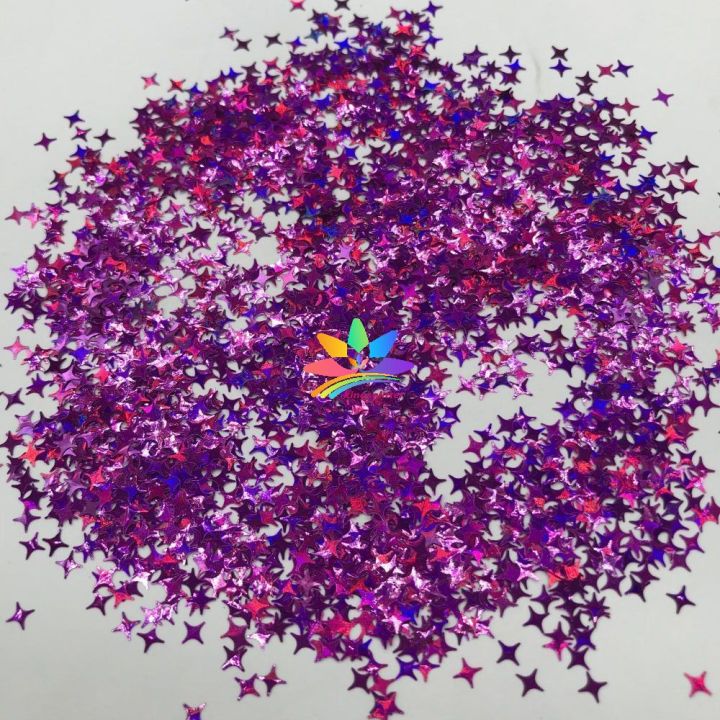 KX800  Four Pointed Star Shapes Laser glitter