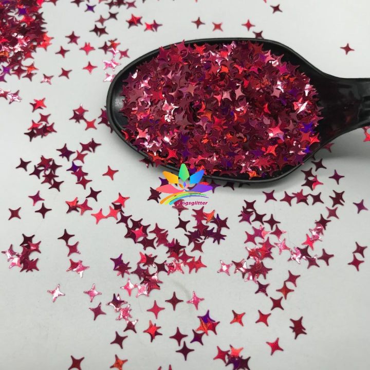 KX912  Four Pointed Star Shapes Laser glitter