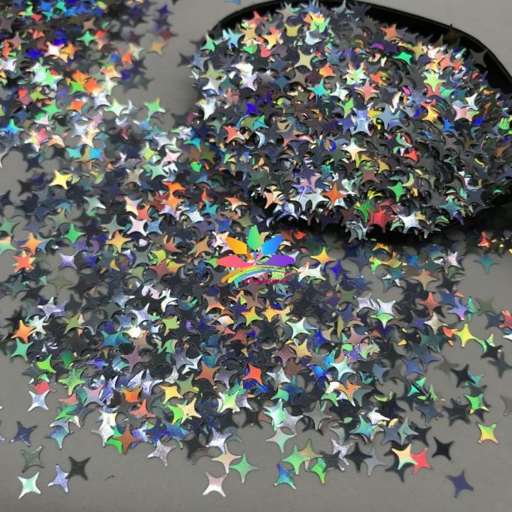 KX100  Four Pointed Star Shapes Laser glitter