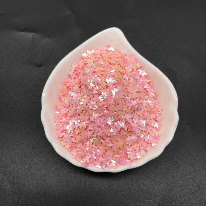 C18R  3mm 5mm Butterfly Shapes nail makeup Pink Glitter 