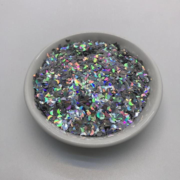LB100  3mm 4mm 5mm Holographic moon Shapes Glitter 