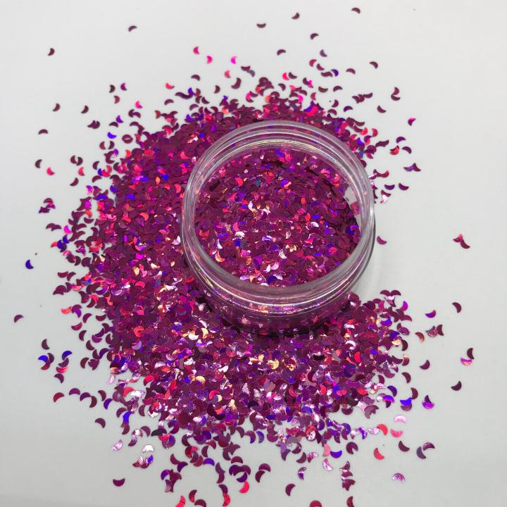 LB900  3mm 4mm 5mm Holographic moon Shapes Glitter 