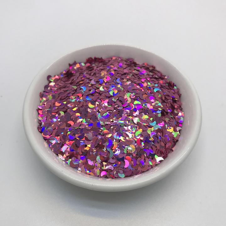 LB901  3mm 4mm 5mm Holographic moon Shapes Glitter 