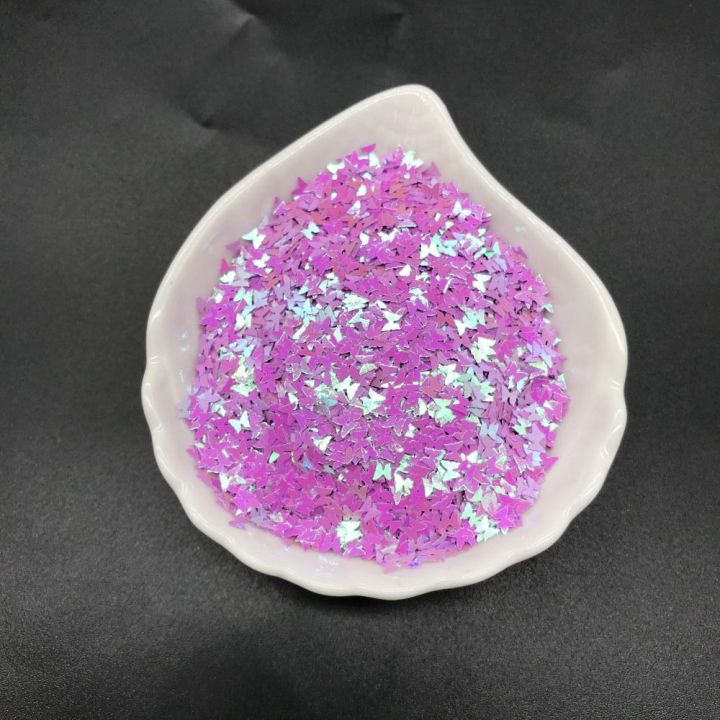 C05R  3mm 5mm Butterfly Shapes nail makeup Pink Glitter 