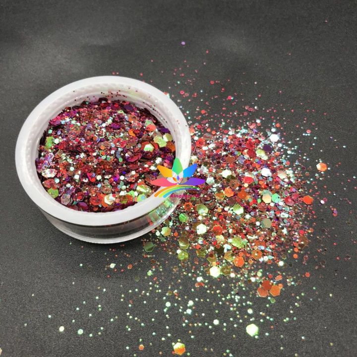 BSXC01   High quality chunky mix color shift glitter polyester Hexagon chameleon glitter