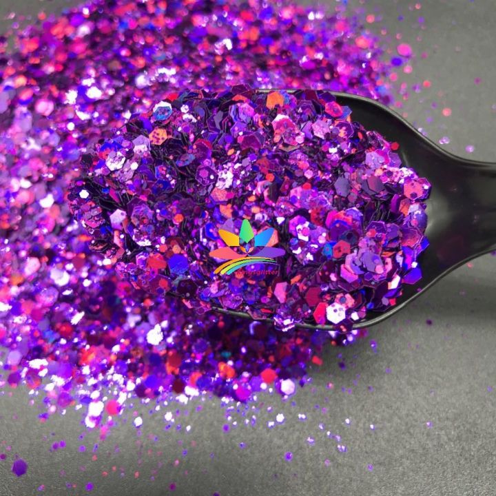 BSXC07   High quality chunky mix color shift glitter polyester Hexagon chameleon glitter