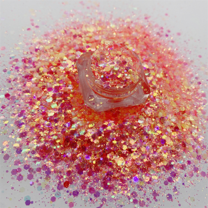 GKF007  Mixed Glow In The Dark Iridescent colorful Glitter